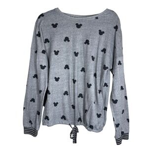 Disney Women's Grey W Black Mickey‎ Mouse Super Soft Sleepwear Shirt Size Medium